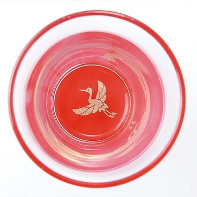 ふるさと納税 海南市 紀州塗り 【ぬりもん de Verre】 一口グラス マスセット(鶴)赤 100mlの画像