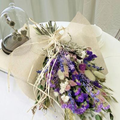 ふるさと納税 茅野市 信州八ヶ岳の麓から贈るドライフラワースワッグ M(パープル)の画像