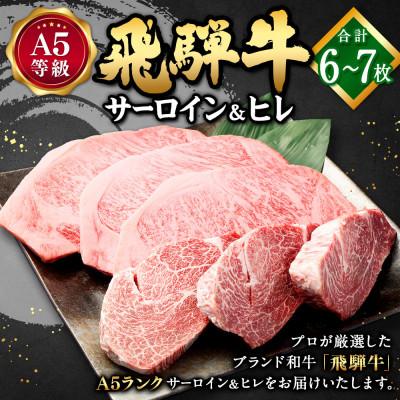 ふるさと納税 美濃加茂市 飛騨牛A5等級 ステーキ 合計6〜7枚 サーロイン(3枚)&amp;ヒレ(3〜4枚)