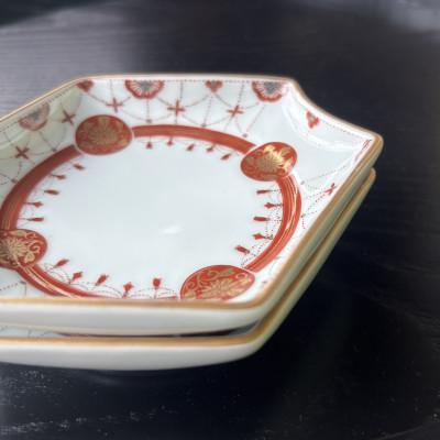 ふるさと納税 有田町 錦赤金彩瓔珞豆小皿/2枚組(有田焼 深海三龍堂)(有