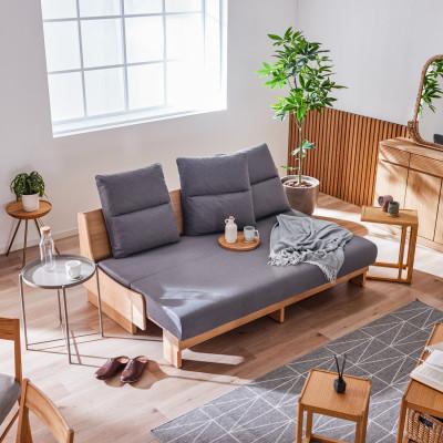 ふるさと納税 大川市 ヴィンセント 幅180cm ごろ寝ソファ ソファベッド NA×ダークグレー[モーブル][大川家具]