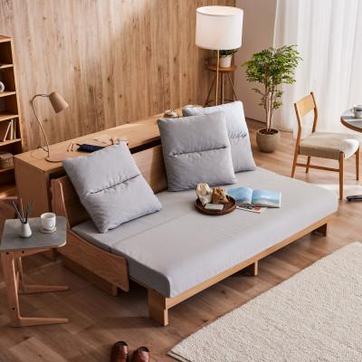 ふるさと納税 大川市 ヴィンセント 幅180cm ごろ寝ソファ ソファベッド NA×ライトグレー[モーブル][大川家具]