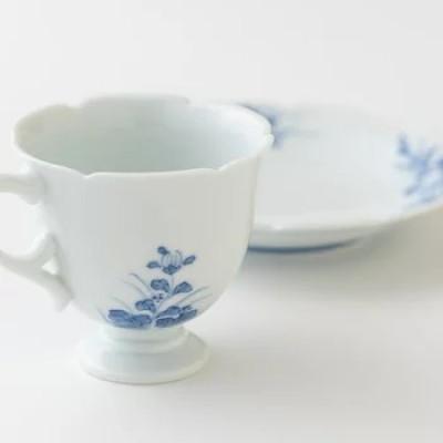 ふるさと納税 佐世保市 【嘉久正窯】菊萩高台コーヒー碗皿2客セット　計4点　G115_2