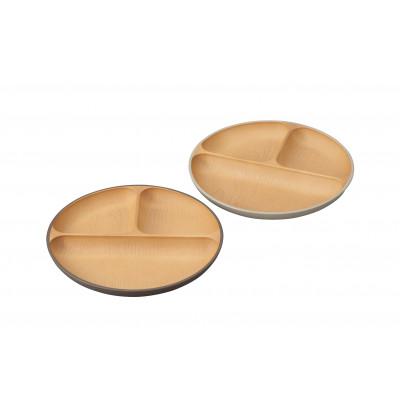 ふるさと納税 加賀市 アースカラー 抗菌丸ランチプレート2P 16981