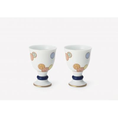 ふるさと納税 有田町 有田焼 深川製磁 古代呉須赤絵丸紋 ペアワインカップ