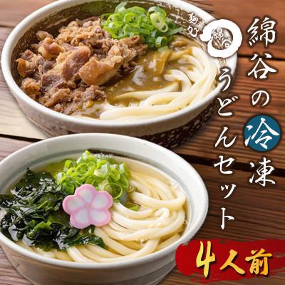 ふるさと納税 丸亀市 冷凍 讃岐うどん 2種 4人前 肉カレー かけうどん 綿谷