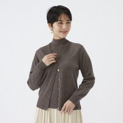 ふるさと納税 泉大津市 日本製 カシミヤ100% レディース Vカーディガン モカブラウン Lサイズ 90805
