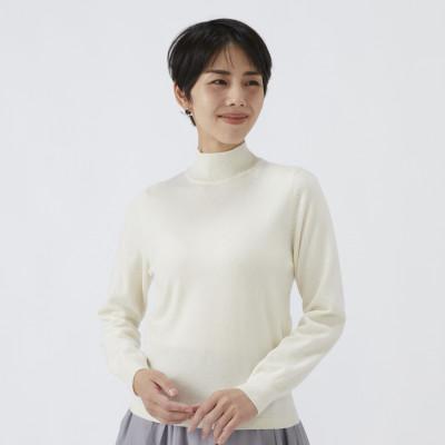 ふるさと納税 泉大津市 日本製 カシミヤ100% レディース ハイネックセーター オフホワイト Sサイズ
