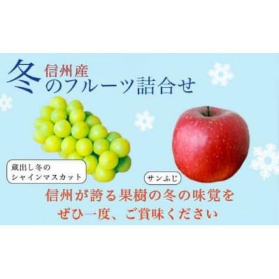 ふるさと納税 小布施町 蔵出し冬のシャインマスカット1房とふじりんご2玉のセット 計約1.3kg