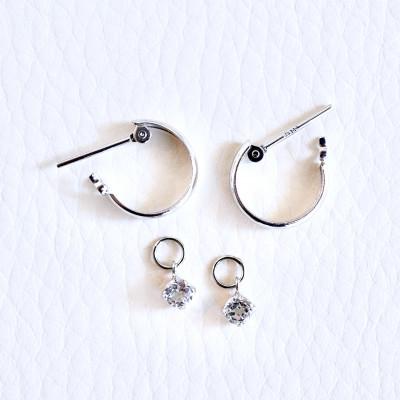 ふるさと納税 昭和町 Pt900プラチナ 2WAY ホワイトトパーズ フープピアス(直径10mm)保証書付SMK-5249の画像