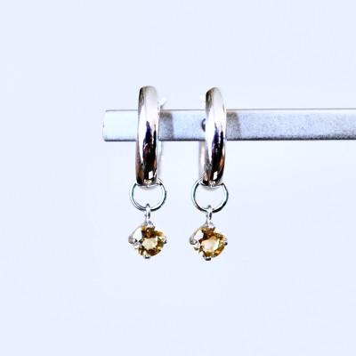 ふるさと納税 昭和町 Pt900 プラチナ 2WAY シトリン フープピアス(直径10mm) 保証書付 SMK-5249の画像