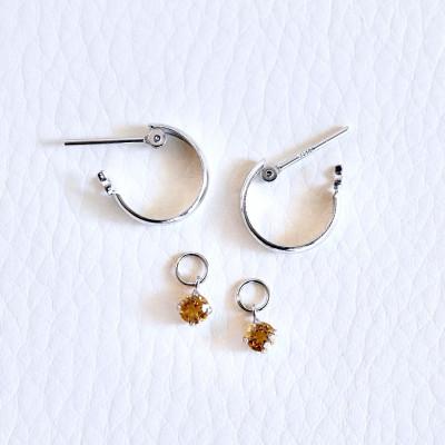 ふるさと納税 昭和町 Pt900 プラチナ 2WAY シトリン フープピアス(直径10mm) 保証書付 SMK-5249の画像