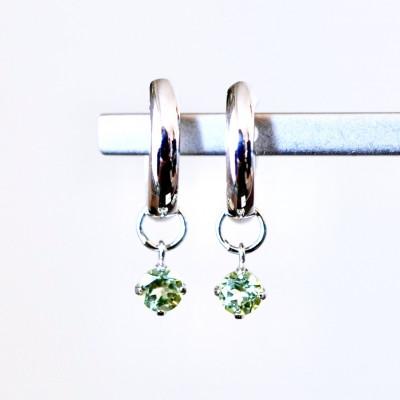 ふるさと納税 昭和町 Pt900 プラチナ 2WAY ペリドット フープピアス(直径10mm) 保証書付 SMK-5249の画像