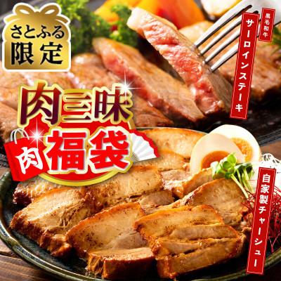 ふるさと納税 泉佐野市 [さとふる限定]肉三昧福袋(黒毛和牛サーロインステーキ&amp;自家製チャーシュー)CFX0085