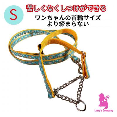 ふるさと納税 浜松市 小型犬用 Sサイズ ハーフチョークカラーとリードのセット 【トルコブルーム】の画像
