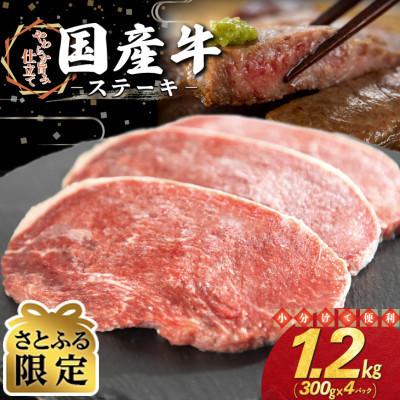 ふるさと納税 花巻市 [さとふる限定]国産牛 ステーキ 1.2kg(300g×4パック)