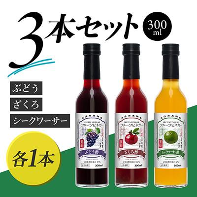 ふるさと納税 上越市 フルーツビネガー 300ml 3本ギフトセット[ざくろ、シークワーサー、ぶどう]