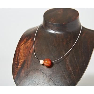 ふるさと納税 伊勢市 OMAMORI JEWELRY あこや真珠8mm 夫婦岩チョーカーSV925 カーネリアン 1900