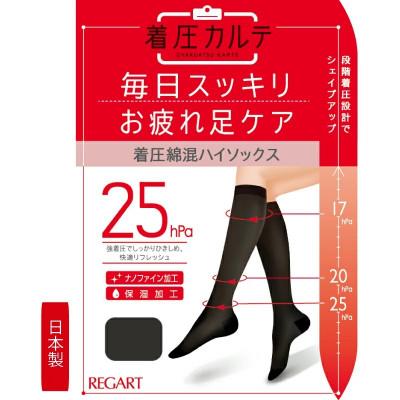 ふるさと納税 丸亀市 [メディックピエドシリーズ]着圧綿混ハイソックス Sサイズ ブラック