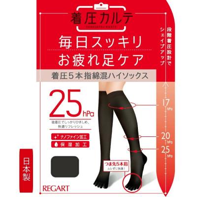 ふるさと納税 丸亀市 [メディックピエドシリーズ]着圧5本指綿混ハイソックス Sサイズ ブラック