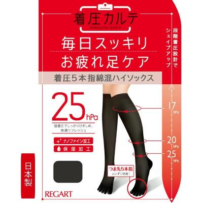 ふるさと納税 丸亀市 [メディックピエドシリーズ]着圧5本指綿混ハイソックス Mサイズ ブラック