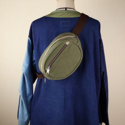 ふるさと納税 朝日町 ボディバッグ エッグ [アーミーグリーン×グレーベージュ]