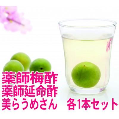 ふるさと納税 みなべ町 薬師梅酢、薬師延命酢、美らうめさん 各1本