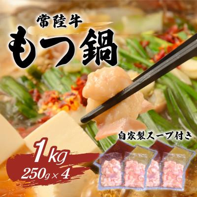 ふるさと納税 下妻市 [さとふる限定寄付額]常陸牛 もつ鍋セット 1kg(250g×4袋)(塩・醤油)