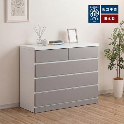 ふるさと納税 大川市 大川家具の職人が仕立てた、完成品で届く日本製チェスト 100cm幅4段グレージュ スライドレール付