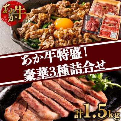 ふるさと納税 阿蘇市 大満足!あか牛いろんな部位をお届け!サーロインステーキ&amp;すき焼き&amp;切り落とし 3種詰合せ
