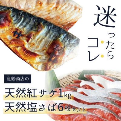 ふるさと納税 太地町 魚鶴商店の天然紅サケ1kg &amp; 塩さばフィレ6枚セット[uot744B-1]