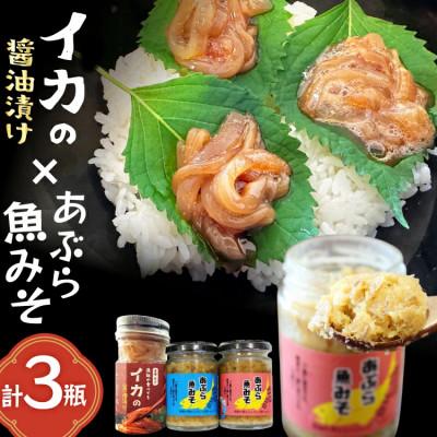 ふるさと納税 平戸市 ご飯のお供 あぶらみそ(地魚・真鯛) イカの醤油漬け3種セット[康貴丸]