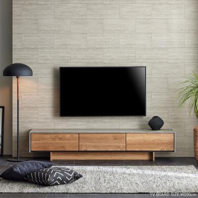 ふるさと納税 大川市 テレビボード 幅200cm ローボード ルーラー2 ヴィンテージナチュラル【モーブル/大川家具】の画像