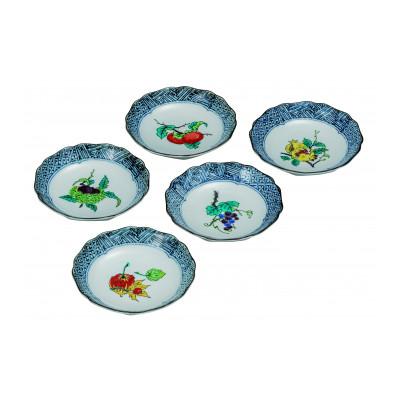 ふるさと納税 能美市 九谷焼 4.2号皿揃・果実絵変り(5枚セット)