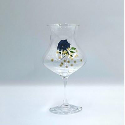 ふるさと納税 輪島市 [復興支援]輪島 蒔絵(青薔薇とかすみ草)を加飾した咲グラス