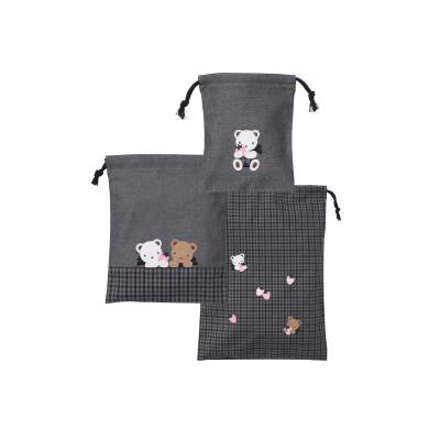 familiar チェック柄 和装用バッグ 巾着 完売品 新品未使用 西脇市ふるさと納税限定】ファミリア（familiar） 巾着3点セット