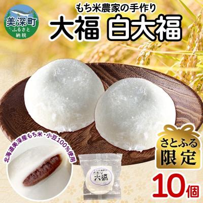 ふるさと納税 美深町 [さとふる限定]もち米農家の大福 白大福 10個