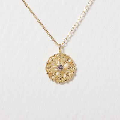 ふるさと納税 甲斐市 K18 0.01ct フラワーダイヤモンドペンダント【BQ-223】の画像