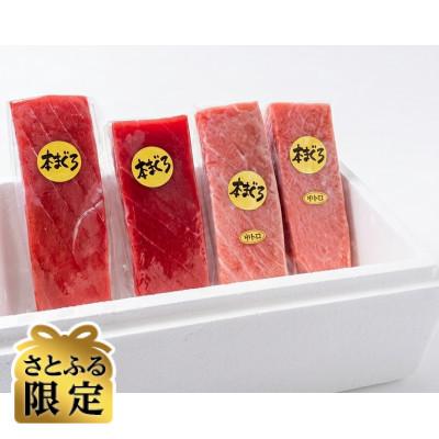 ふるさと納税 松阪市 [さとふる限定]天然本マグロ中トロ2柵+赤身2柵(計600g以上)