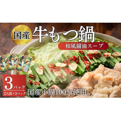 ふるさと納税 東松島市 [国産牛小腸のみ使用] 国産牛もつ鍋 和風醤油味 合計750g(250g×3パック)6人前