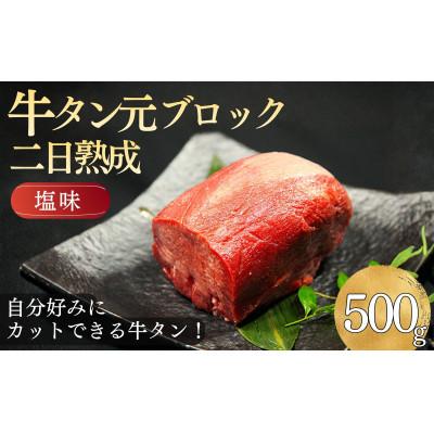 ふるさと納税 東松島市 [厚切りOK] 牛タン タン元ブロック 二日熟成 塩味 500g(3〜4人前)