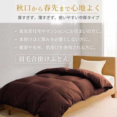 ふるさと納税 韮崎市 羽毛布団 合掛け シングル 洗える 中厚 春秋用 ホワイトダウン93% 0.8kg 無地 ブラウン_1
