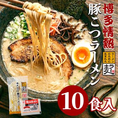 ふるさと納税 川崎町 博多情熱とんこつラーメン10食 福岡県産ラー麦100%の麺と豚こつスープのセット(川崎町)