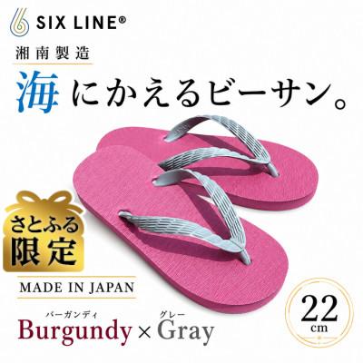 ふるさと納税 藤沢市 [さとふる限定][日本製]国産ビーチサンダル バーガンディ×グレー 22cm