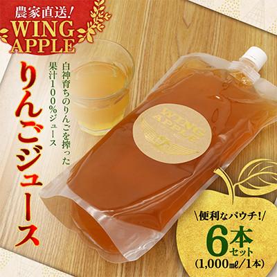 ふるさと納税 西目屋村 [農家直送!Wing Apple]便利なパウチ!りんごジュース 1,000ml 6本セット