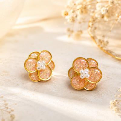ふるさと納税 志賀町 さくら貝 Kakera プティフルール イヤリング 金属アレルギーが出にくいサージカルステンレス使用
