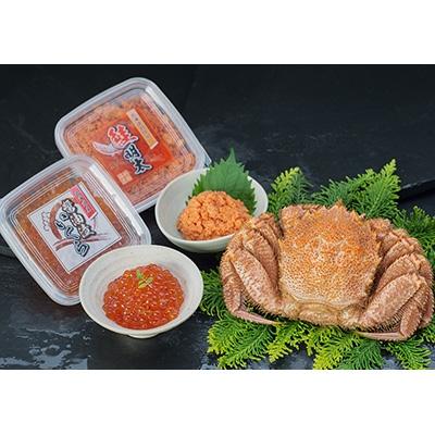 ふるさと納税 釧路市 [蟹と魚卵のセット]ボイル毛ガニ400g×1尾&amp;鮭明太90g&amp;いくら醤油漬け90g