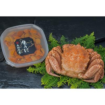 ふるさと納税 釧路市 ボイル毛ガニ400g×1尾&amp;塩水うに100g