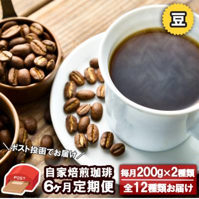 ふるさと納税 小郡市 [6か月定期便]自家焙煎コーヒー豆200g×2種 毎月400g 全12種類[No5354-0718]