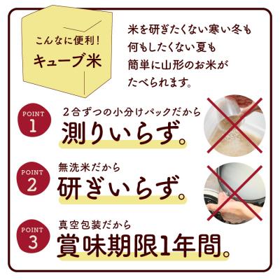 ふるさと納税 上山市 令和5年産 無洗米キューブ3個化粧箱入り(つや姫・コシヒカリ・はえぬき)　0059-2311｜y-sf｜03